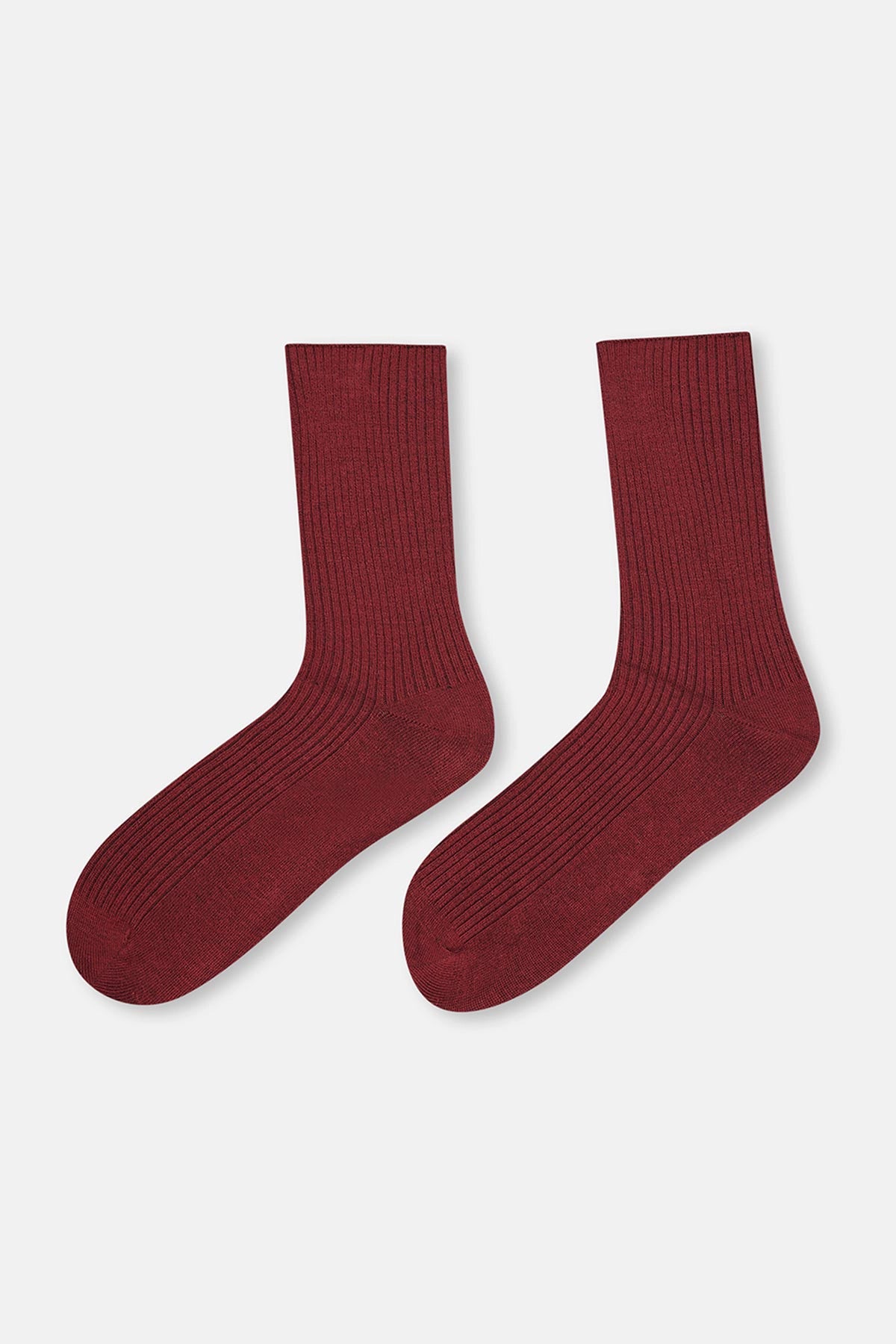 Bordo-Siyah Kadın 2'li Rıb Bambu Çorap
