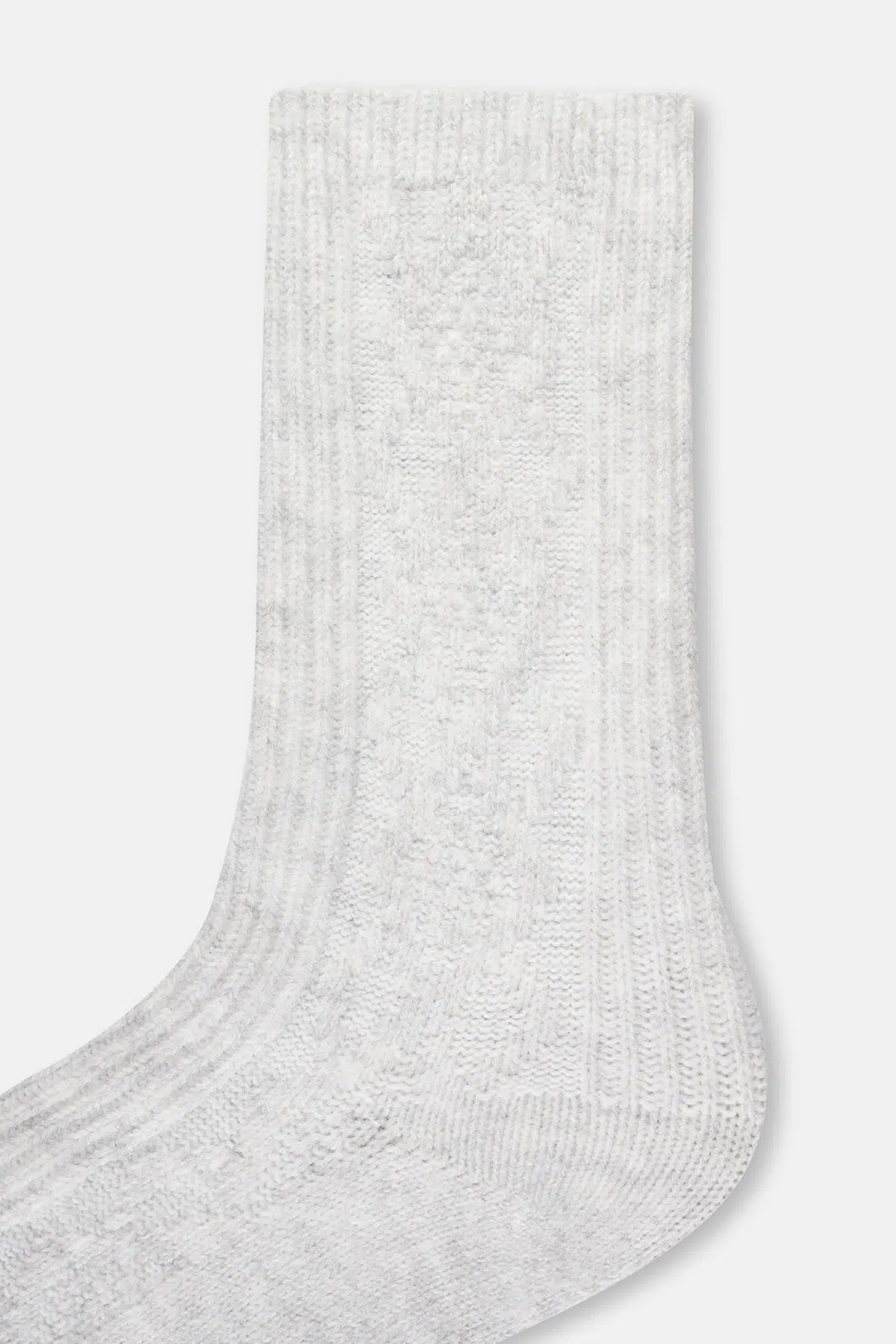 Gri Kadın Örgü Desenli Cosy Çorap