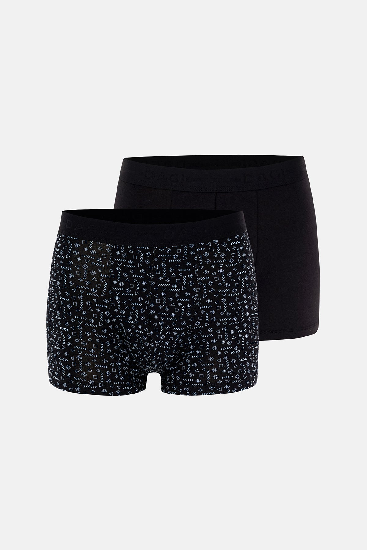 Siyah 2'li Desenli Pamuk Boxer