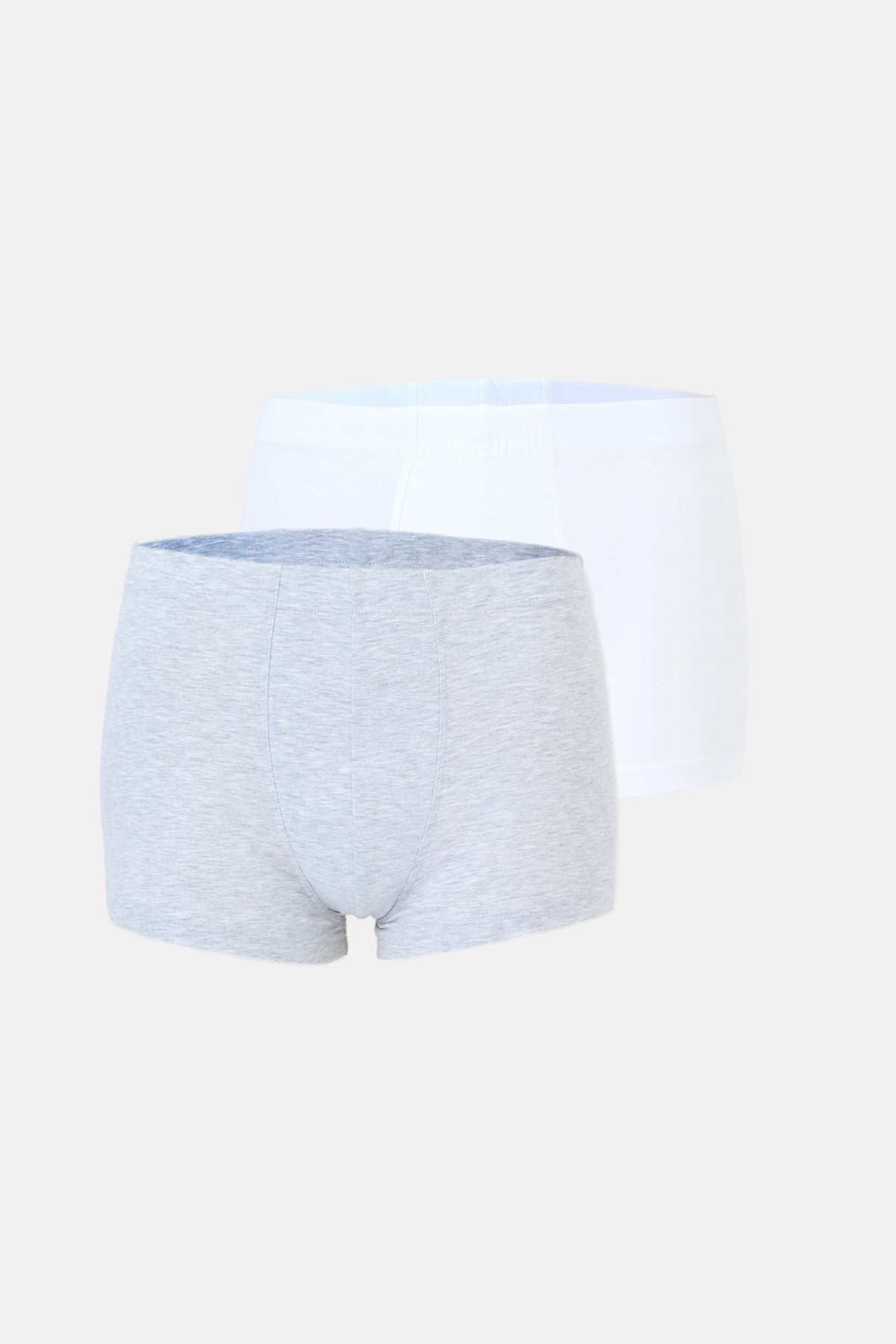 Beyaz-Gri 2'li Kumaş Kaplama Basic Boxer