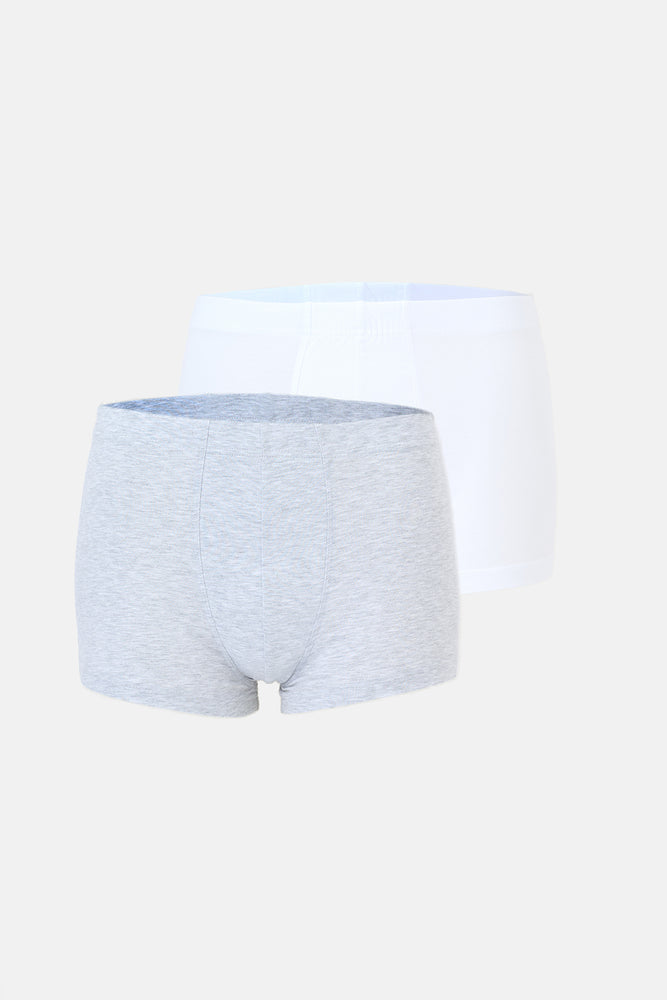Beyaz-Gri 2'li Kumaş Kaplama Basic Boxer