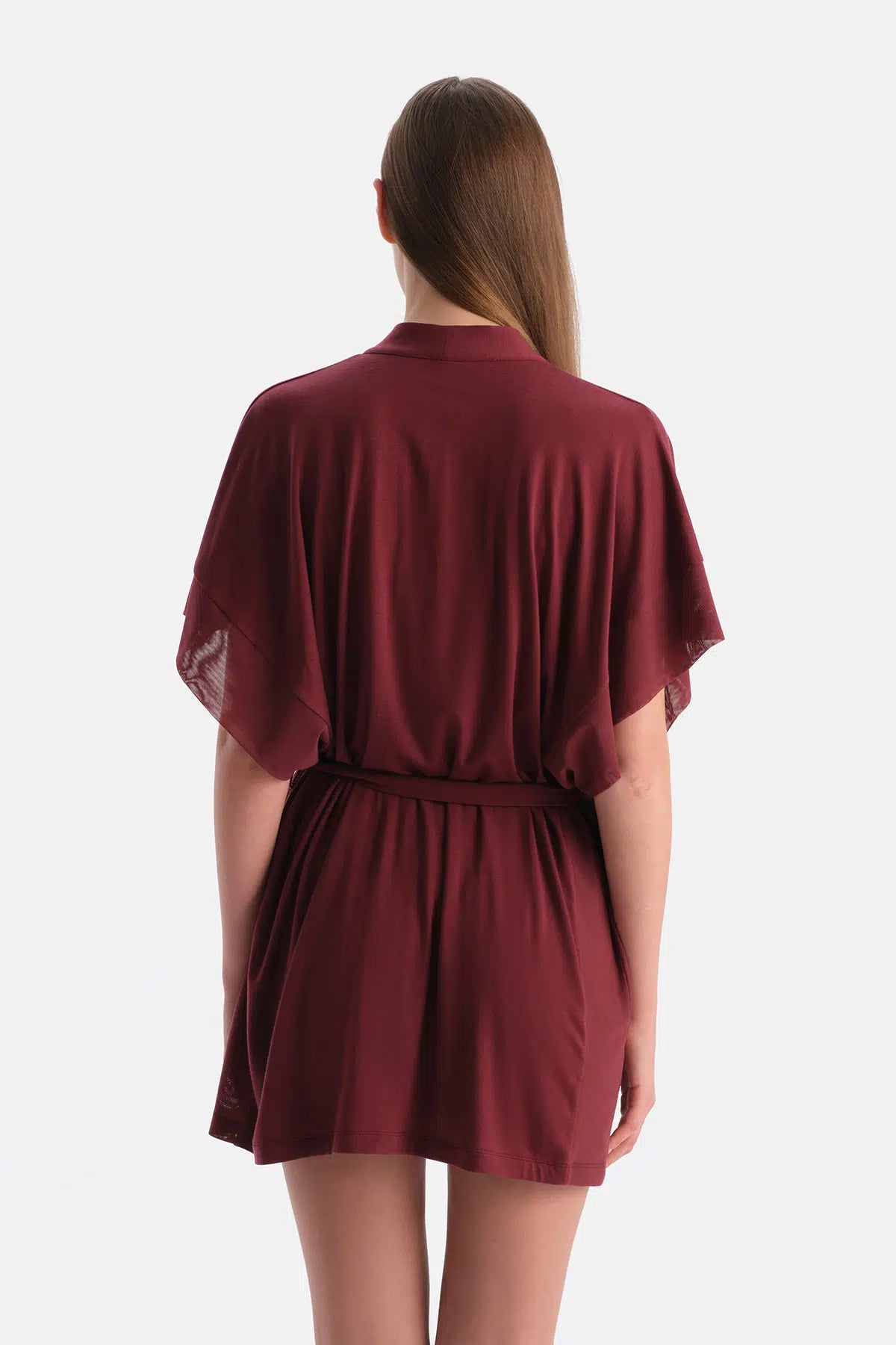 Bordo Basic Bağlamalı Sabahlık