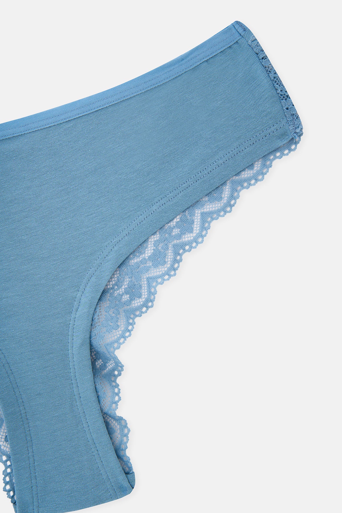 Mavi-Mint-Pudra Kadın 3'lü Arkası Dantel Detaylı Düz Brazilian Külot