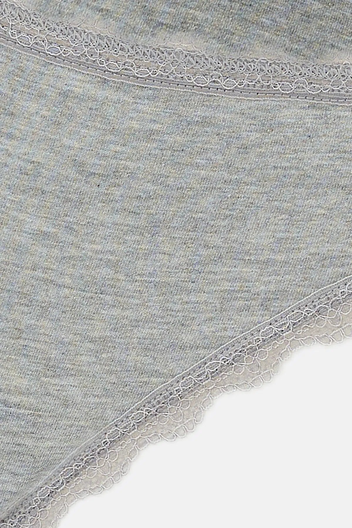 Ekru-Gri Melanj-Gül Kurusu Kadın 3'lü Dantel Detaylı Düz Brief Külot