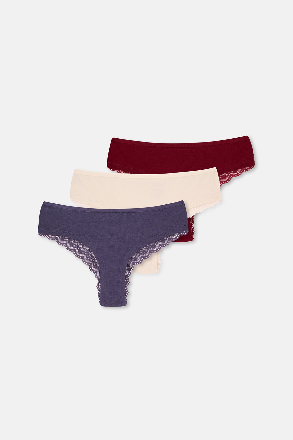 Ekru-Mavi Kadın 3'lü Brazilian Külot