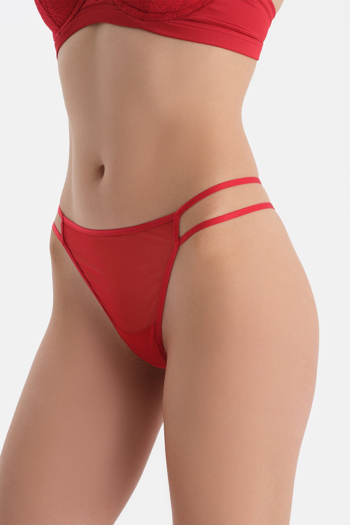 Kırmızı Tül Thong Külot