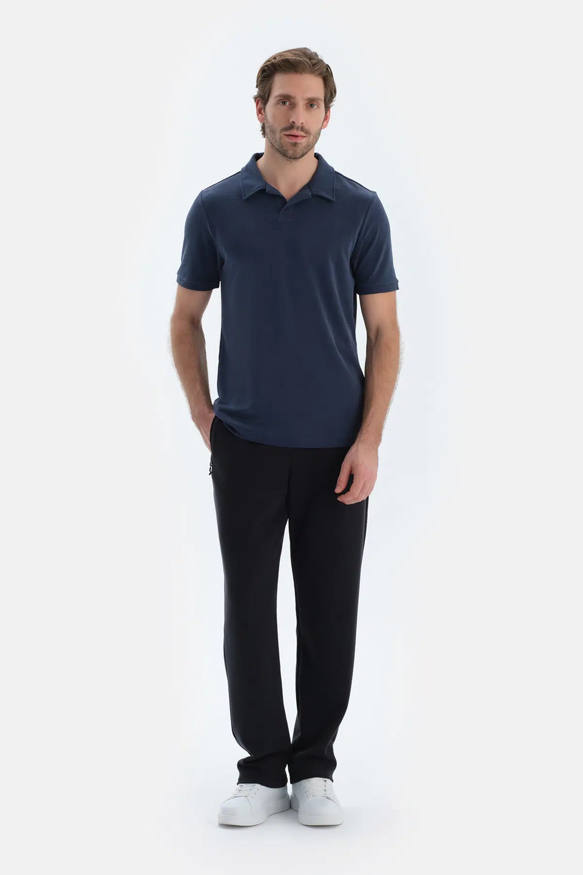 Indigo Polo Yaka Kısa Kollu Modal Pike Tişört