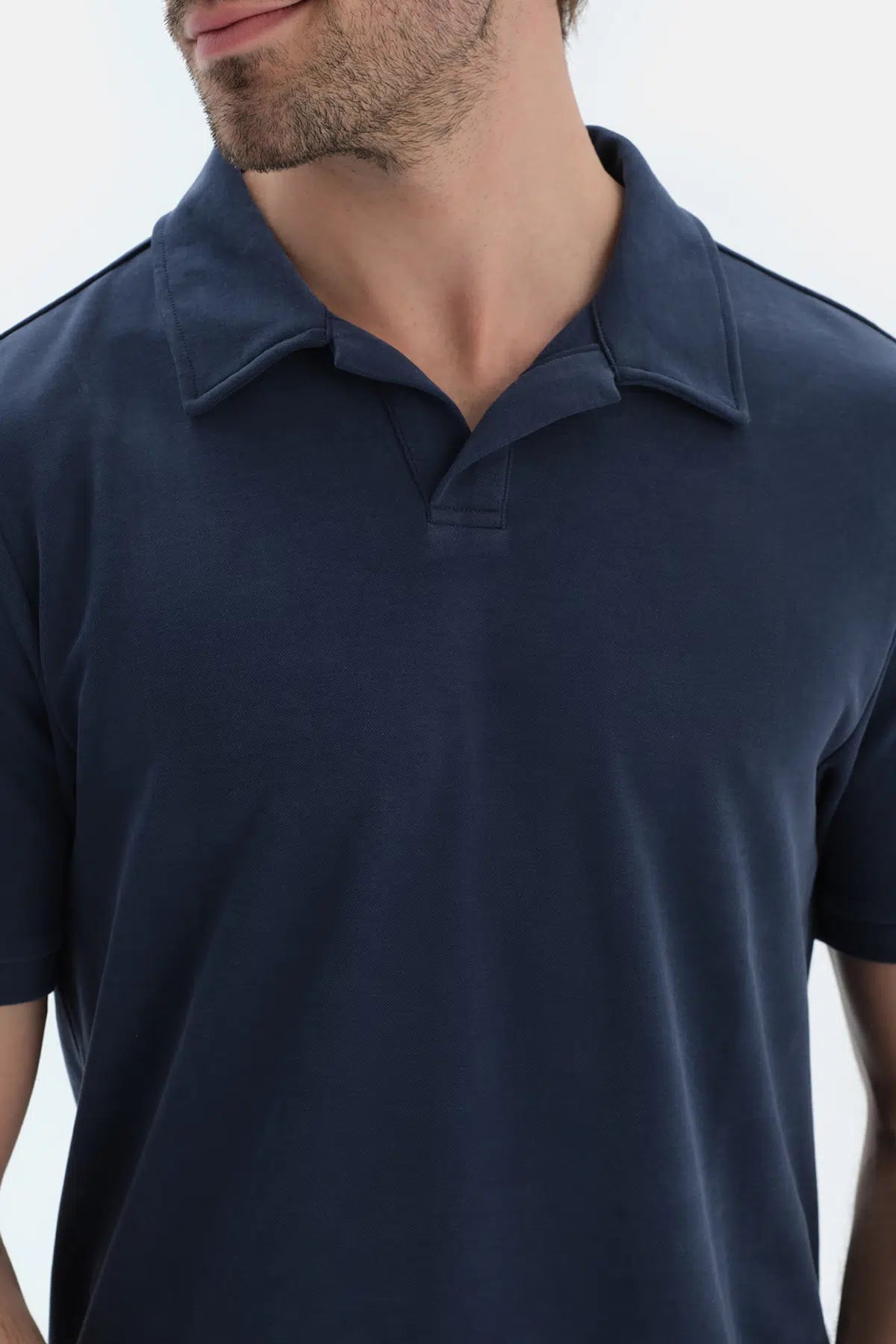 Indigo Polo Yaka Kısa Kollu Modal Pike Tişört