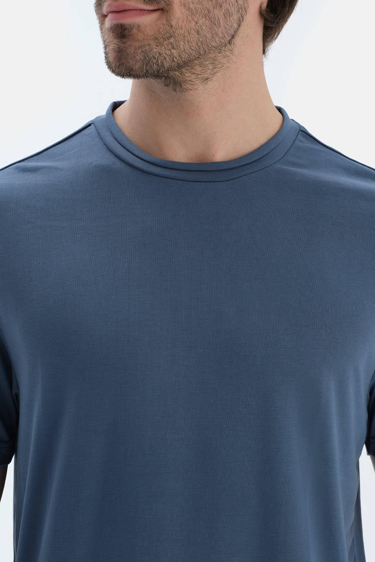 Indigo Bisiklet Yaka Kısa Kollu Regular Modal Tişört