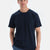 Lacivert Bisiklet Yaka Örme Keten Karışımlı Tişört