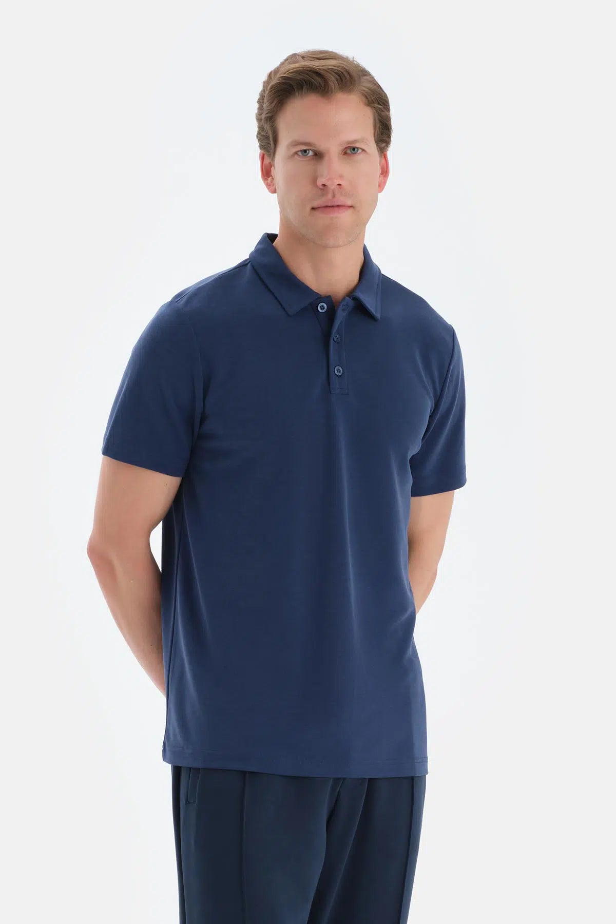 Lacivert Polo Yaka Kısa Kollu Tişört
