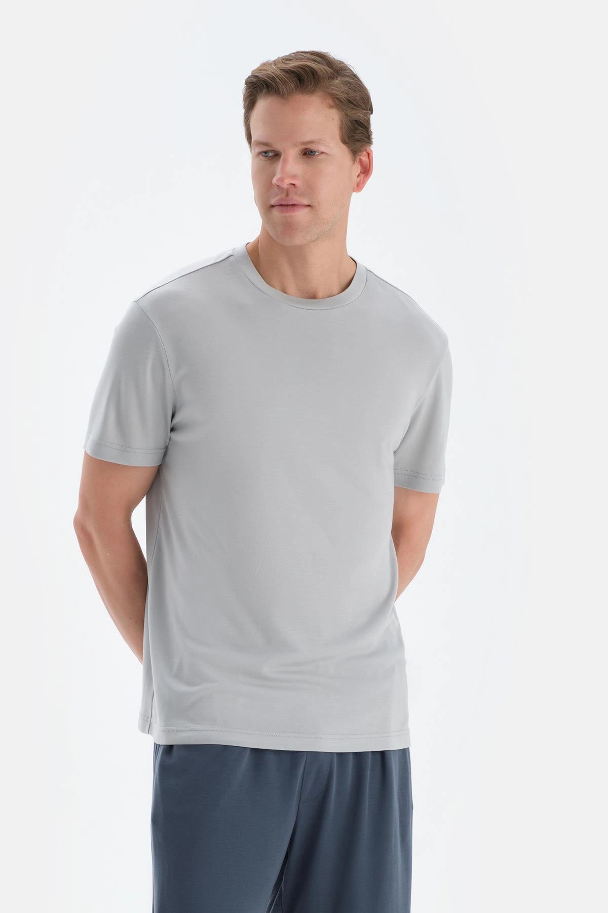 Buz Mavisi Cool Touch Bisiklet Yaka Tişört