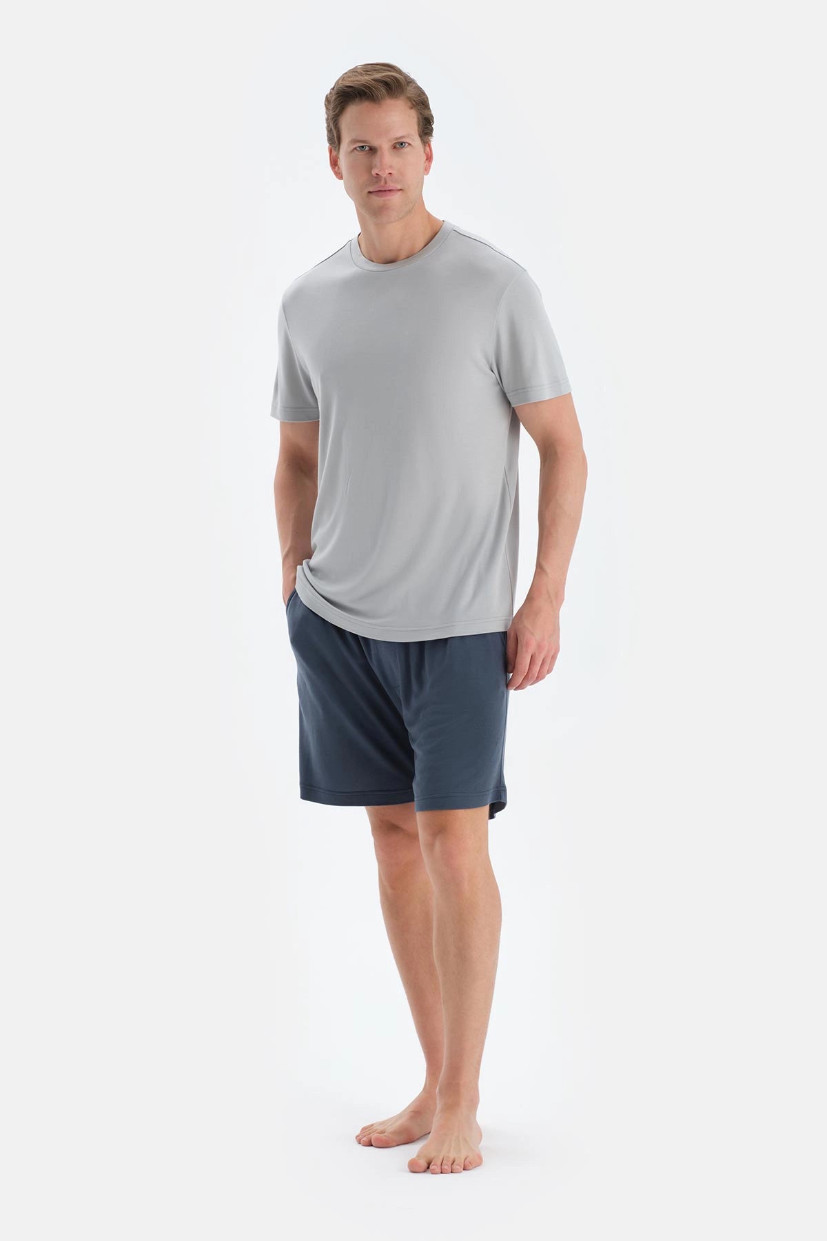 Buz Mavisi Cool Touch Bisiklet Yaka Tişört