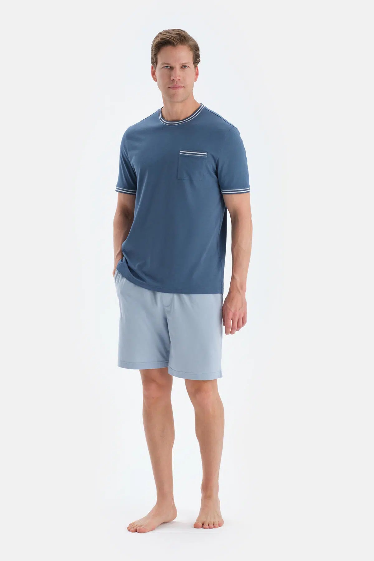 Açık Mavi Penye Modal Ikili Şort