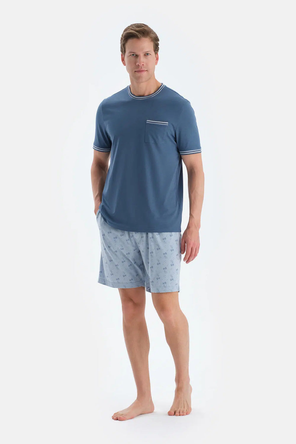 Açık Mavi Penye Modal Ikili Şort