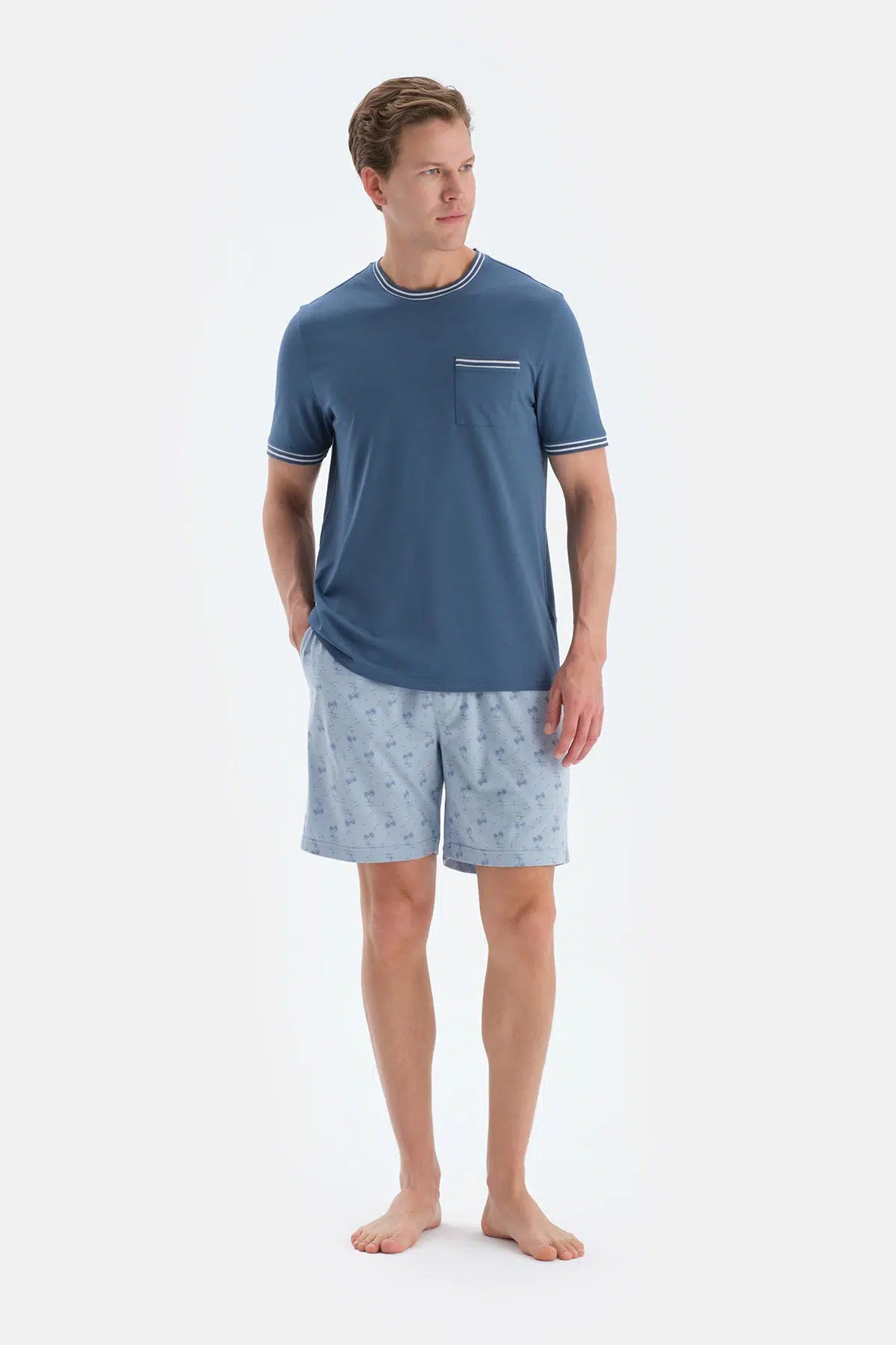 Açık Mavi Penye Modal Ikili Şort