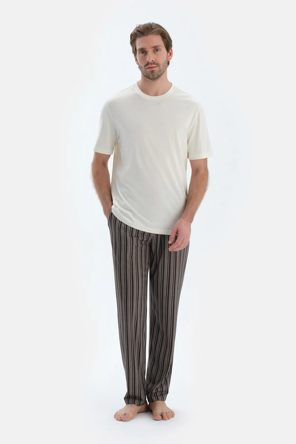 Antrasıt Metraj Baskılı Penye Modal Pantolon