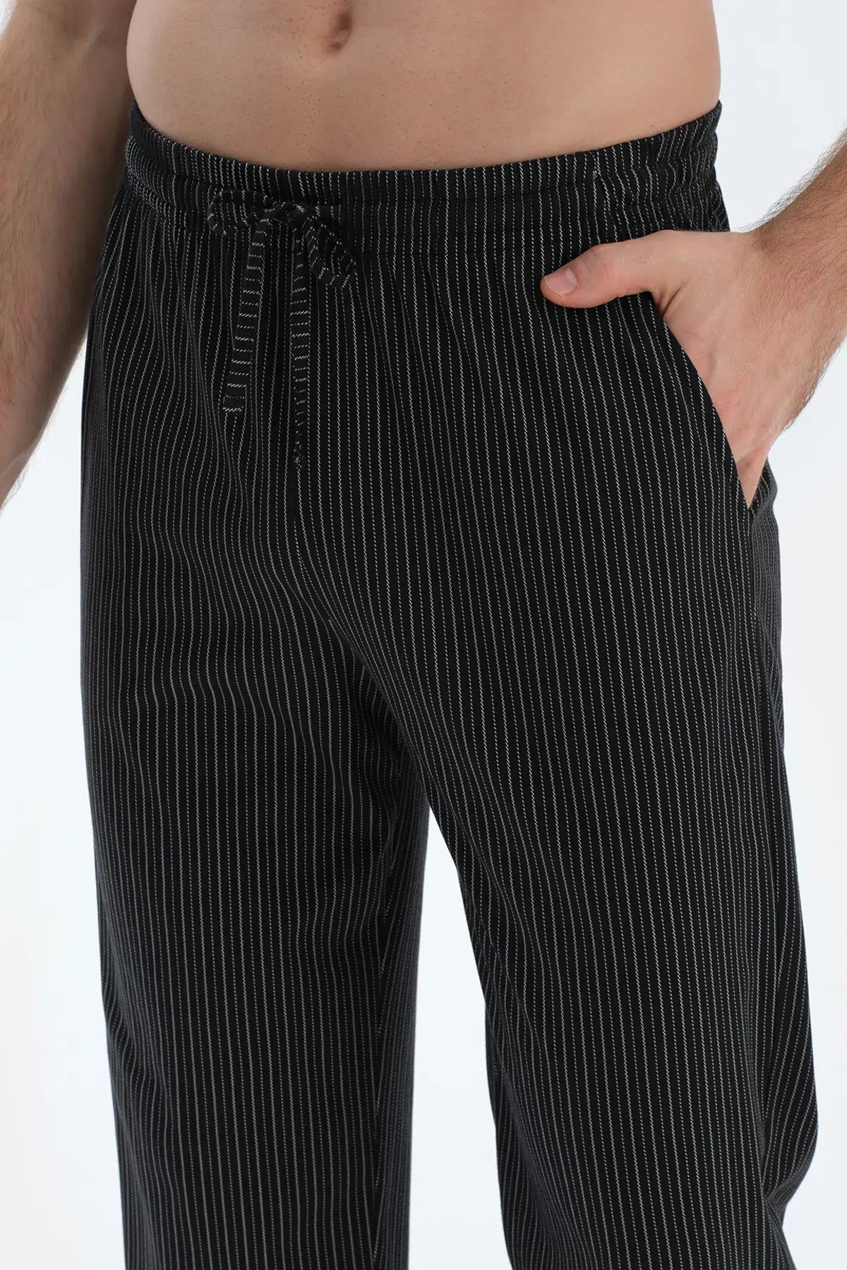 Siyah Çizgili Penye Modal Pantolon