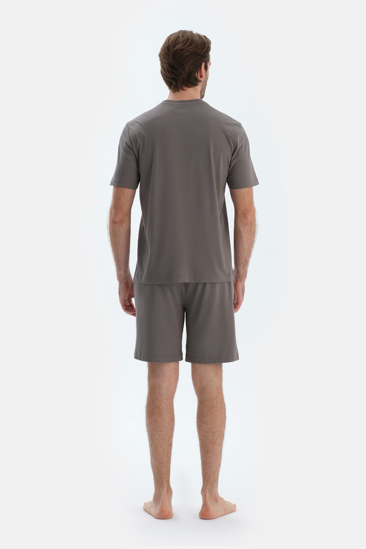 Gri Baskı Detaylı Penye Modal Şort