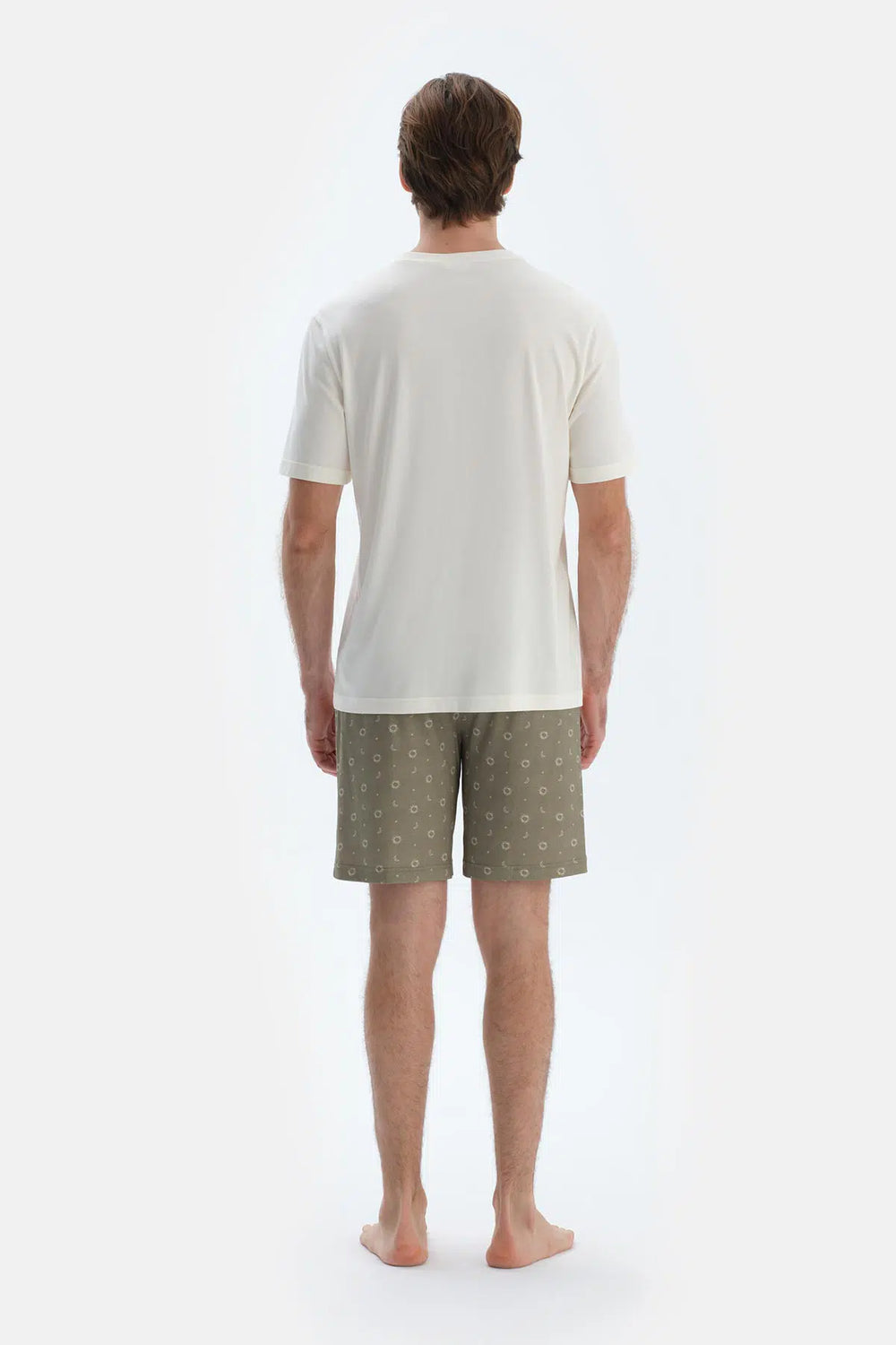 Açık Yeşil Metraj Baskılı Penye Modal Şort