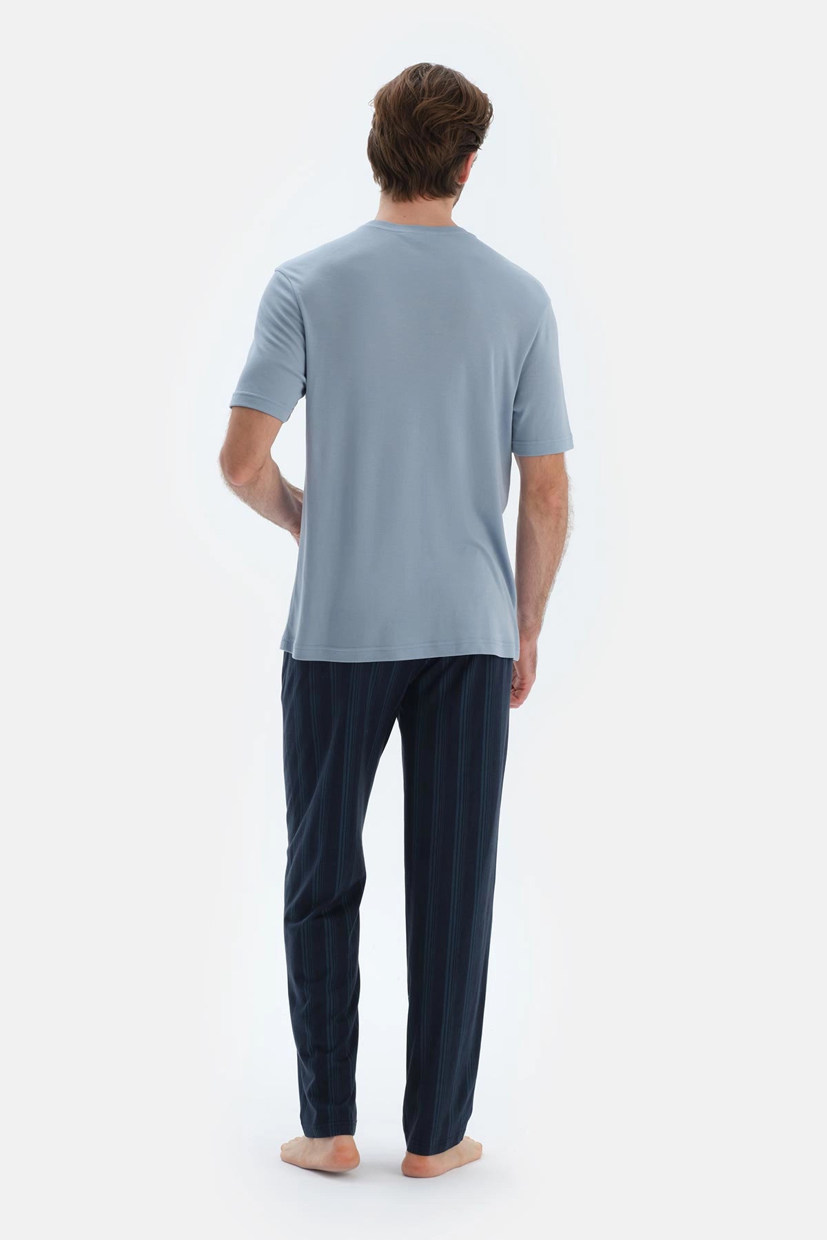 Lacivert Çizgili Penye Modal Basıc Pantolon