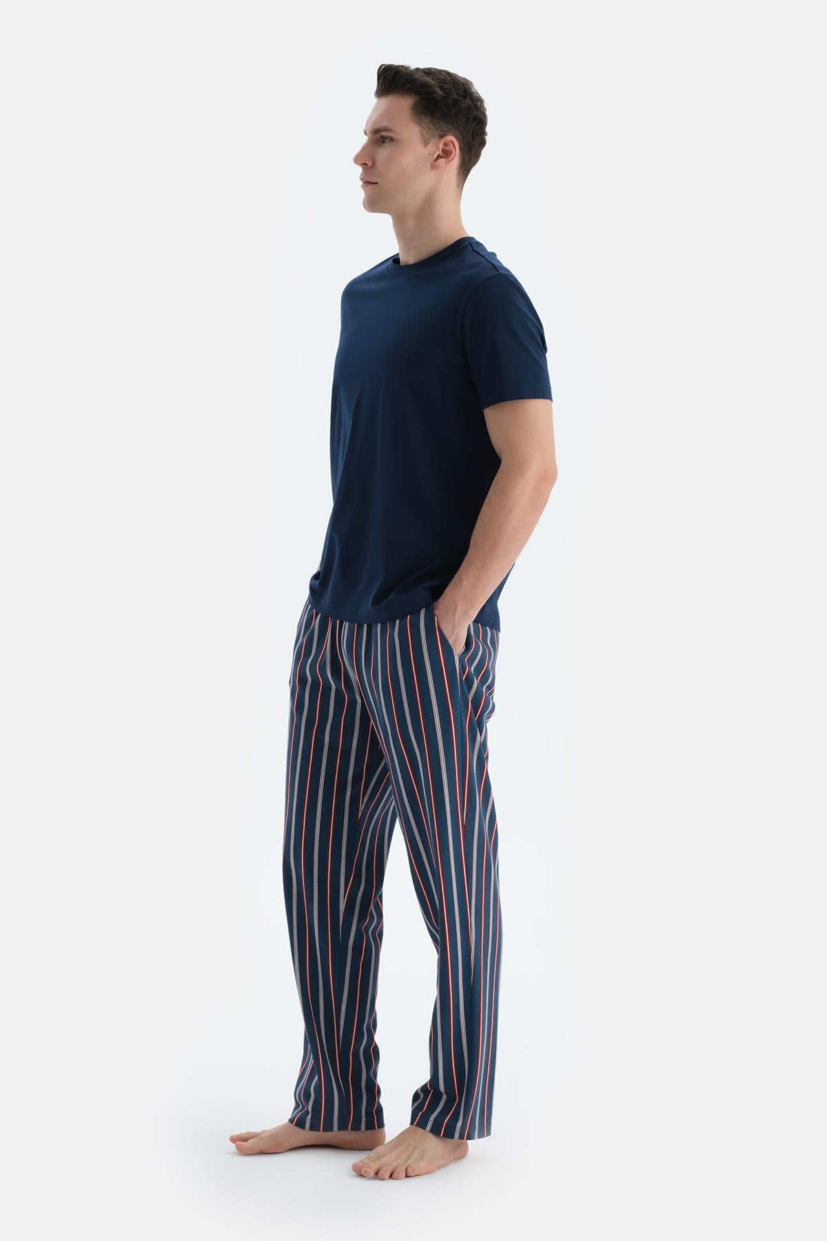 Lacivert-Mavi Penye Modal Ikili Pantolon