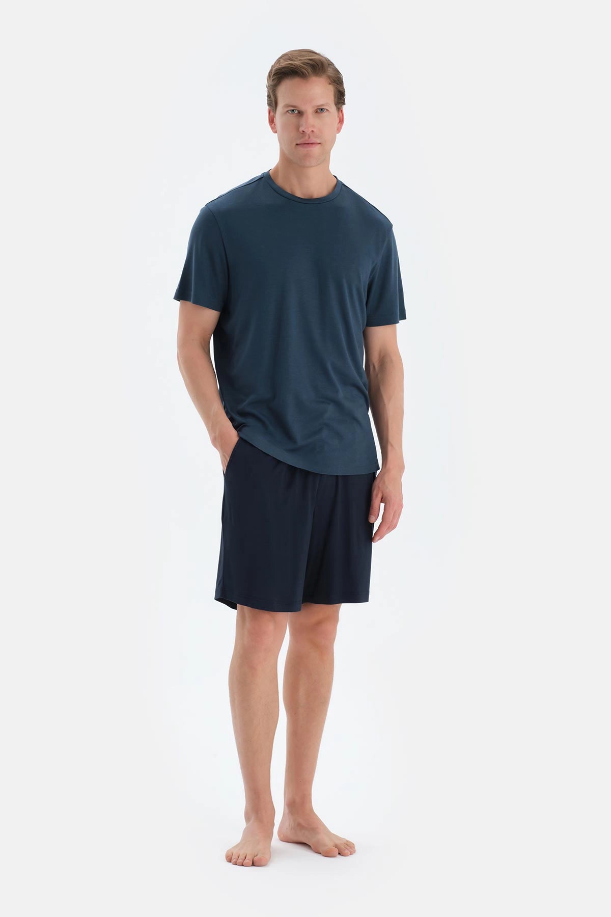 Indigo Penye Modal Ikili Şort