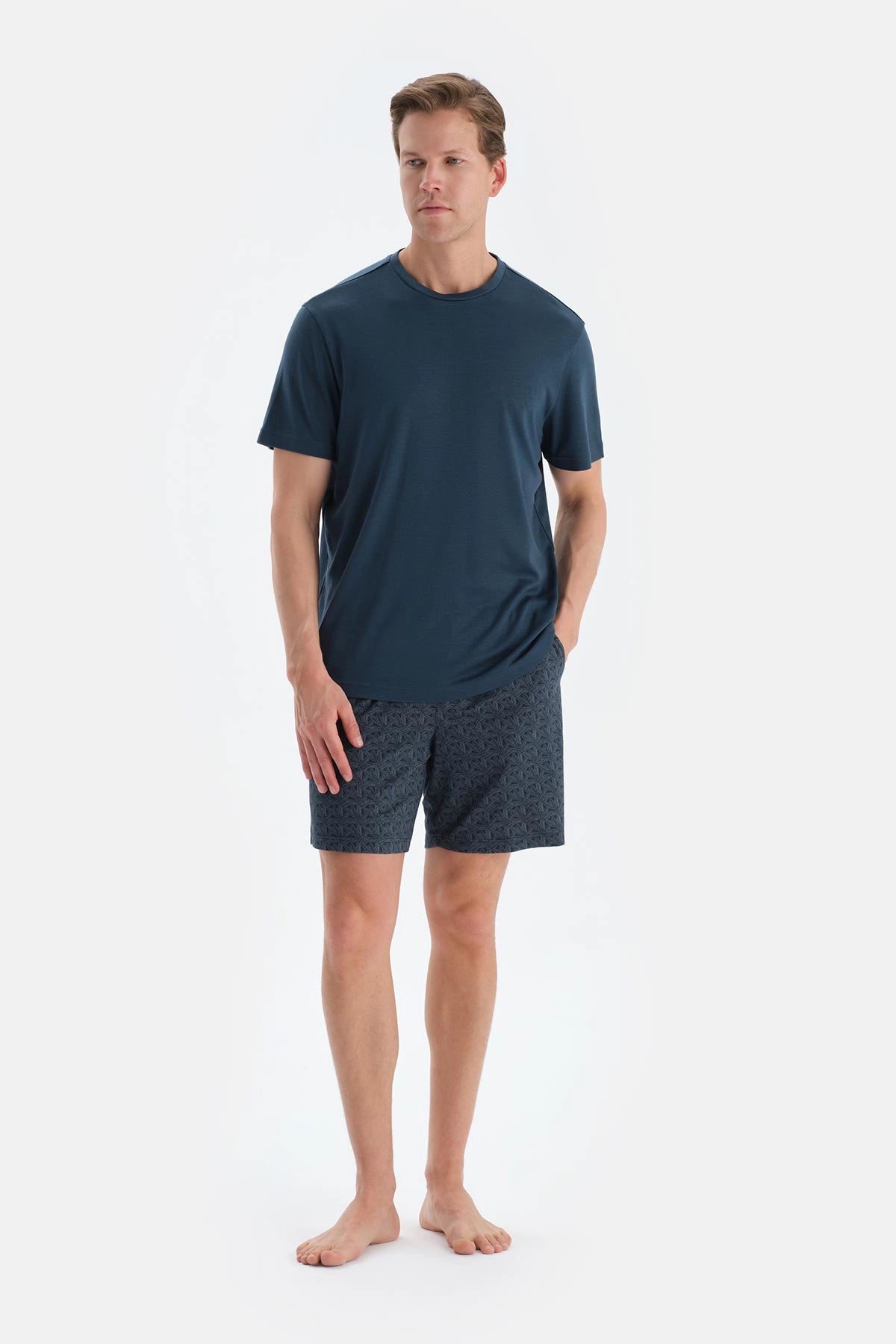 Indigo Penye Modal Ikili Şort