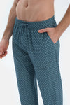 Mavi V Yaka Uzun Kollu Basıc Tişört Pantolon Pijama Takımı