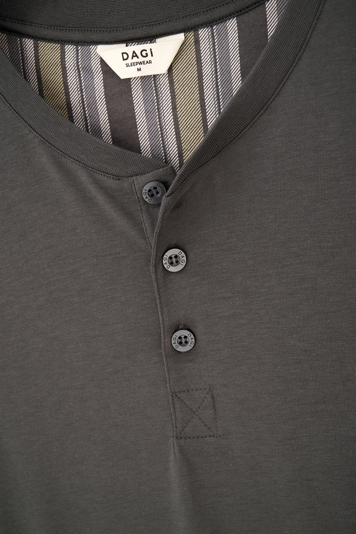 Antrasıt Kısa Kollu Yarım Patlı Tişört Pantolon Pijama Takımı