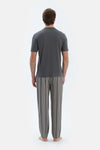 Siyah Kısa Kollu Yarım Patlı Tişört Pantolon Pijama Takımı