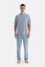 Açık Mavi Etek Ucu Baskılı Kısa Kollu Tişört Pantolon Pijama Takımı