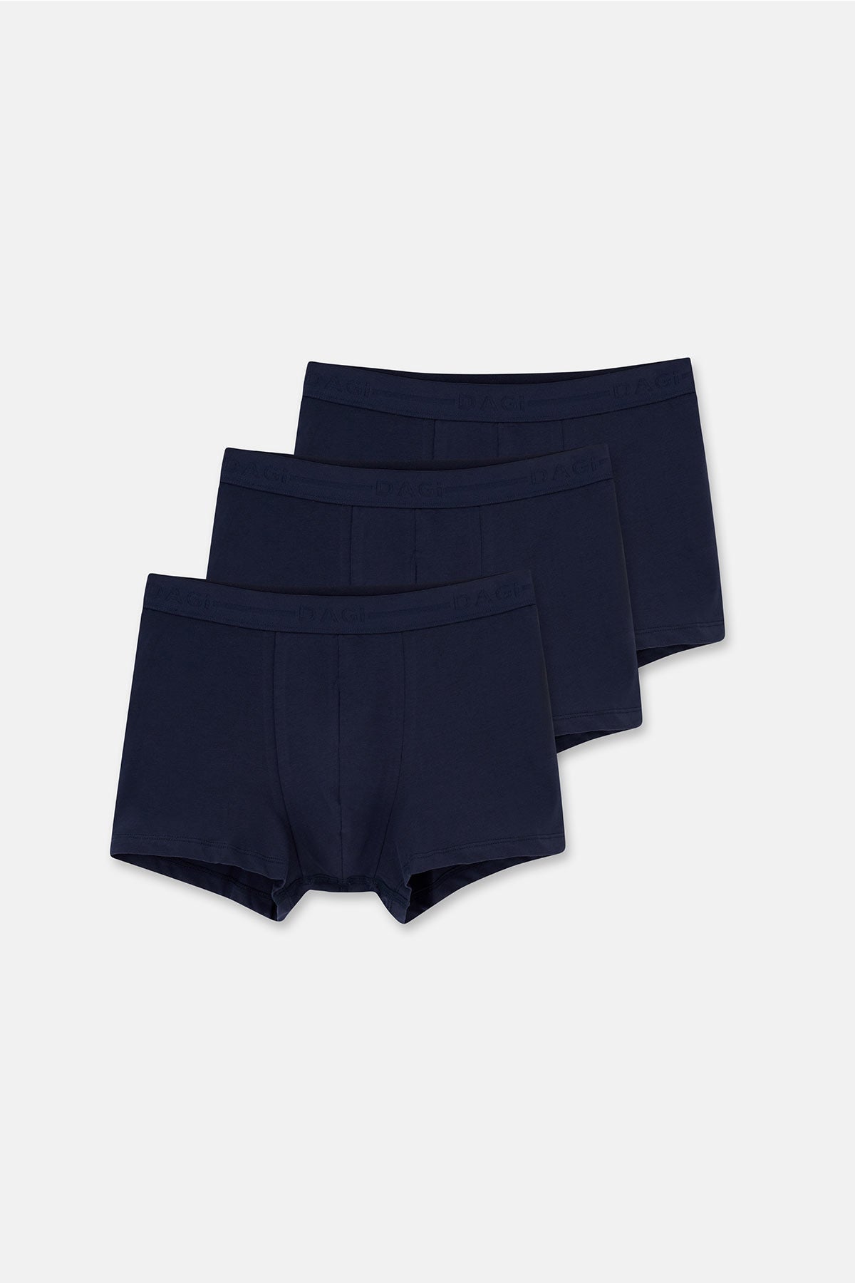 Lacivert 5210 3'lü Düz Pamuk Boxer
