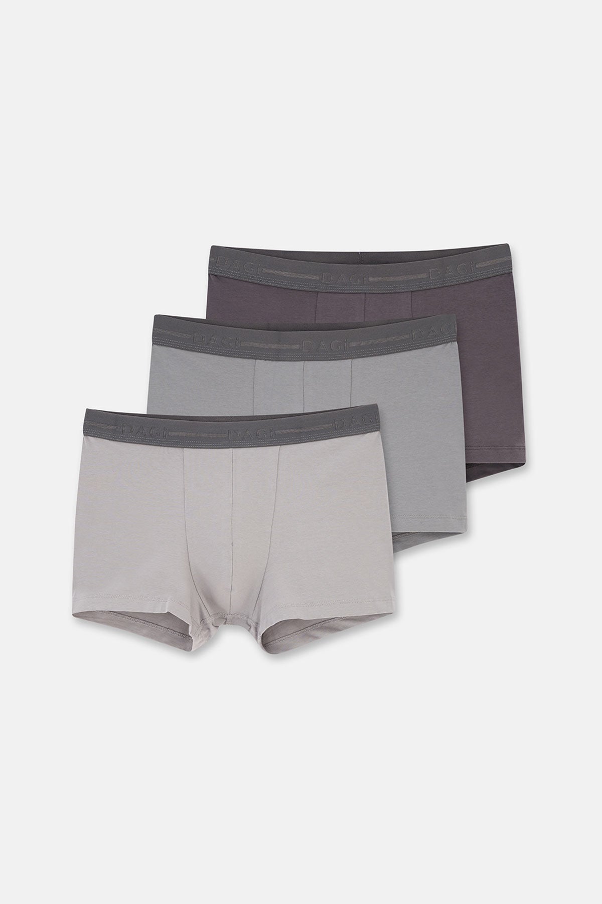 Gri 5210 3'lü Düz Pamuk Boxer