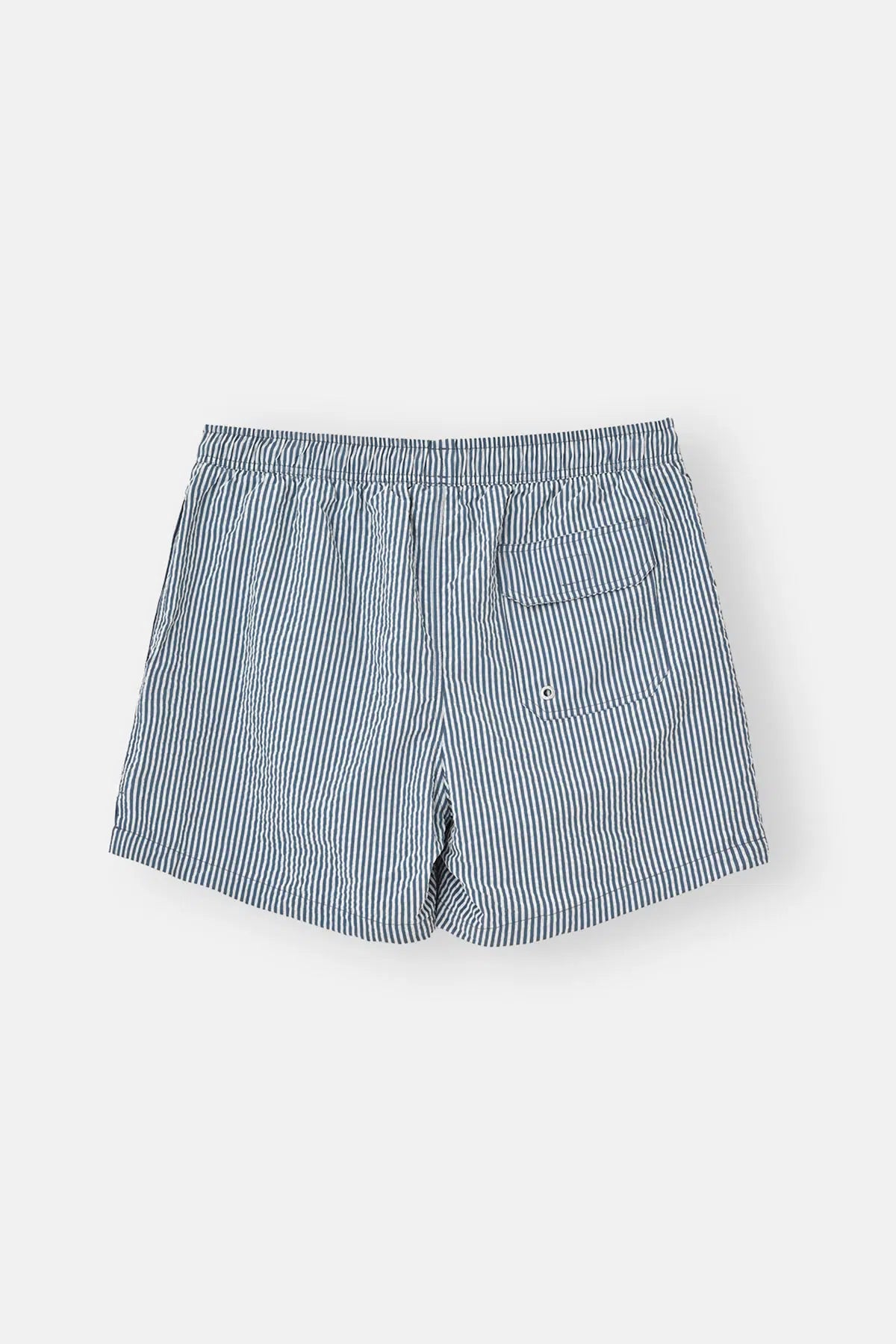 Indigo-Beyaz Çizgili Kısa Şort