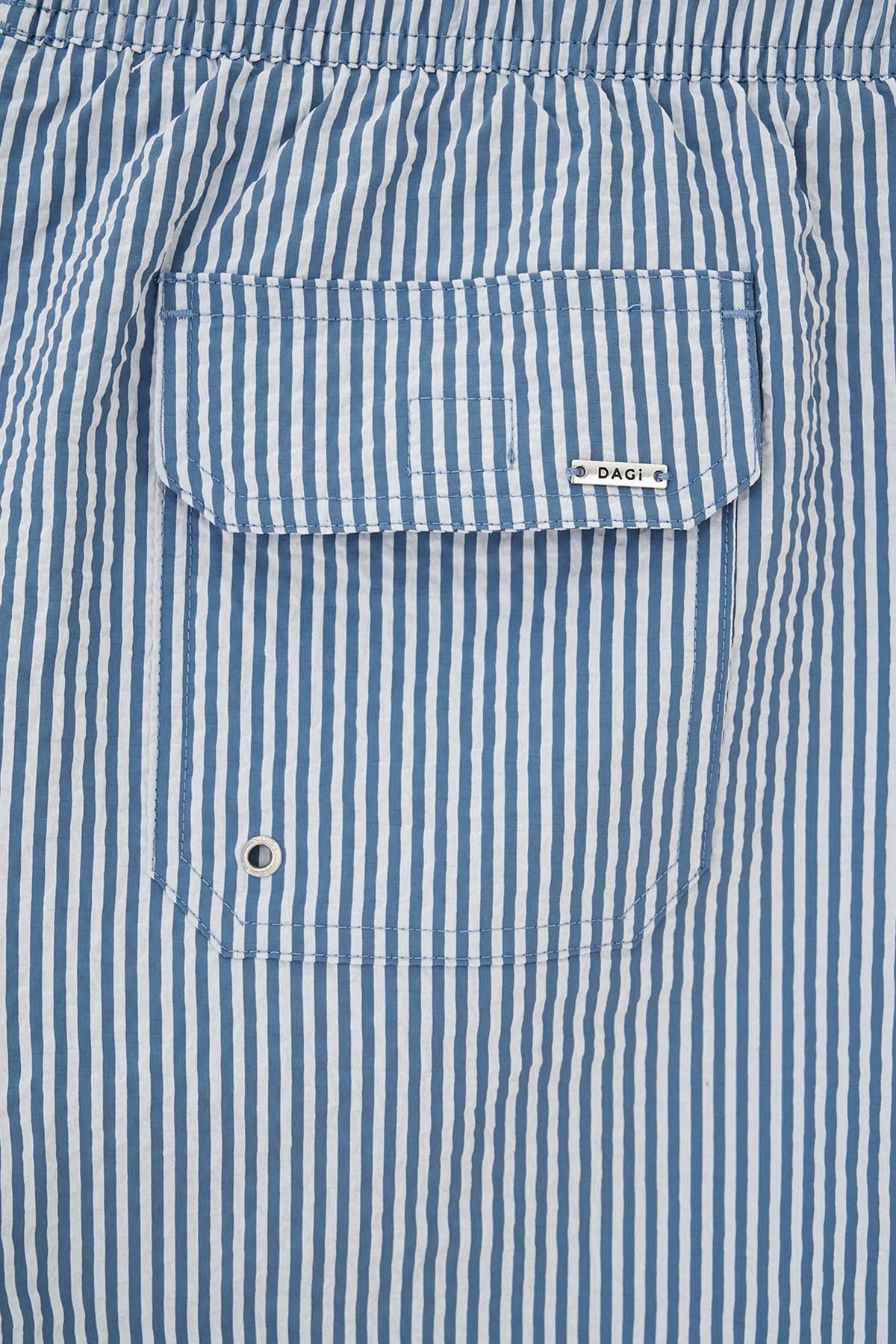 Indigo-Beyaz Çizgili Kısa Şort