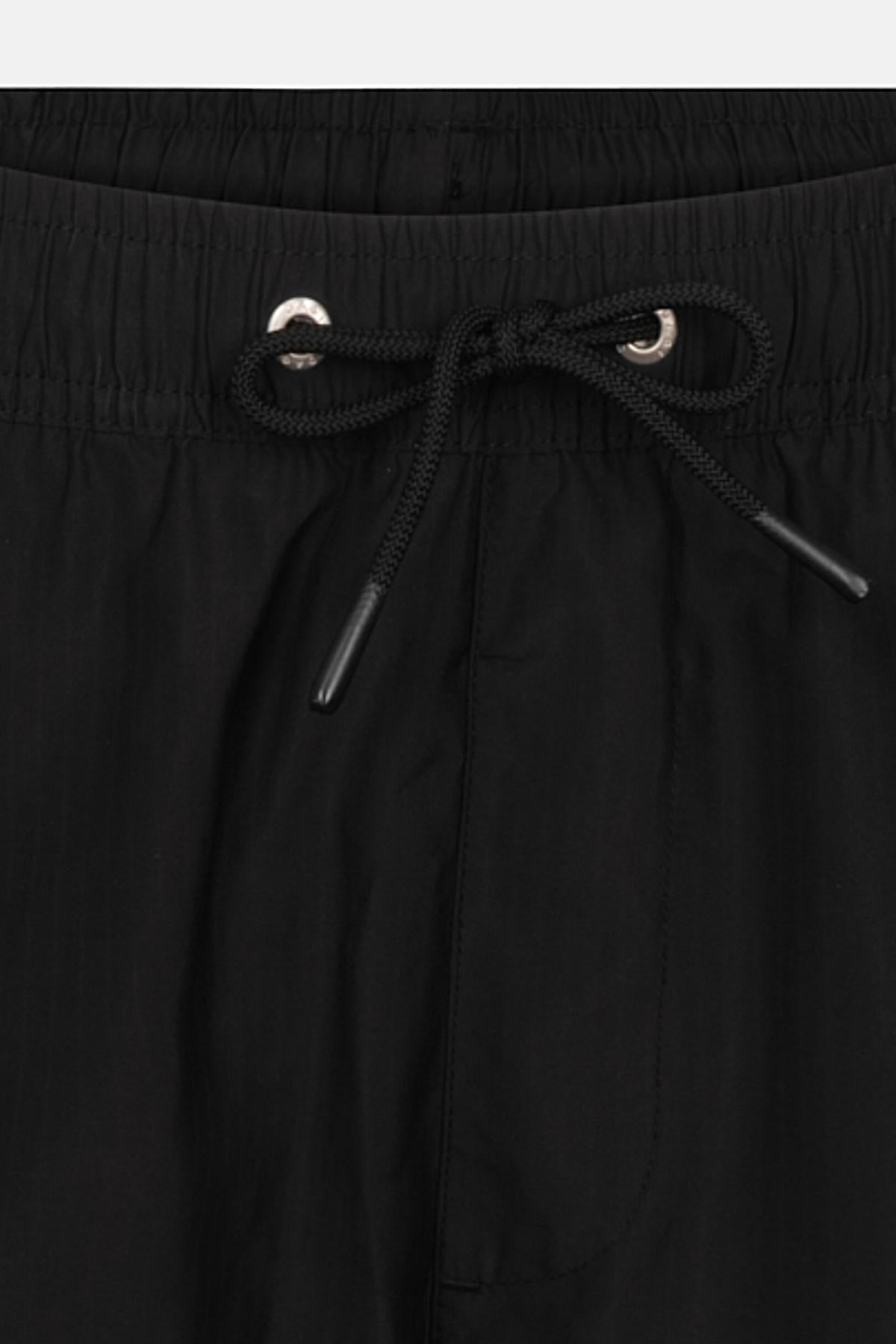 Siyah Bağlamalı Mini Şort