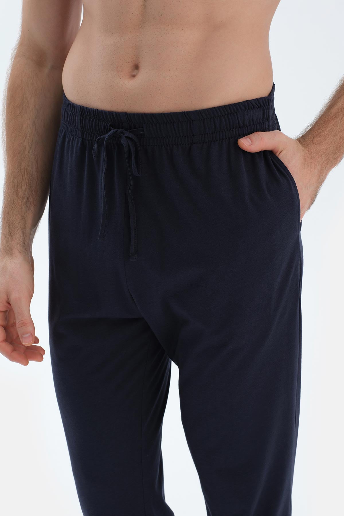 Lacivert-Siyah Pamuk Modal Örme Ikili Pijama Altı