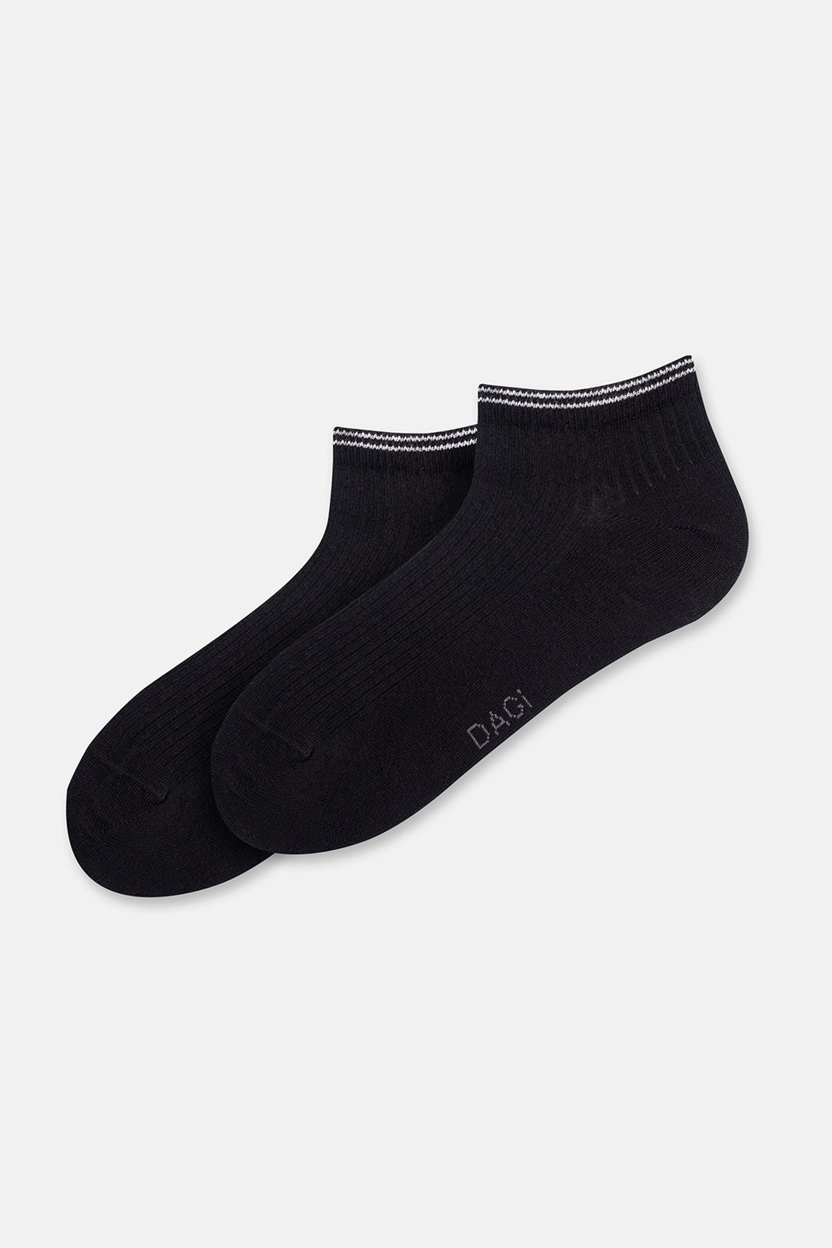 Siyah-Antrasit Melanj Erkek 2'li Pamuklu Rıb Dokulu Patik Çorap