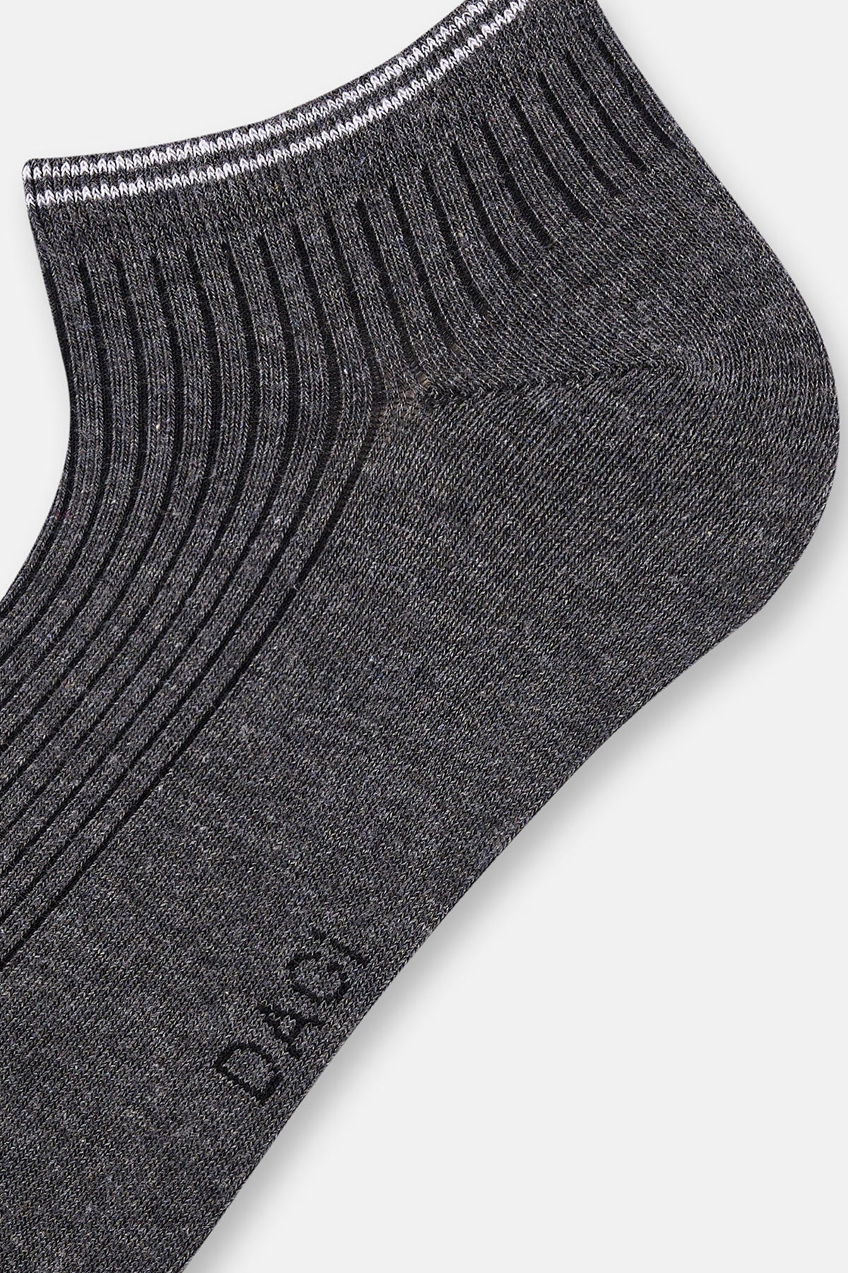 Siyah-Antrasit Melanj Erkek 2'li Pamuklu Rıb Dokulu Patik Çorap