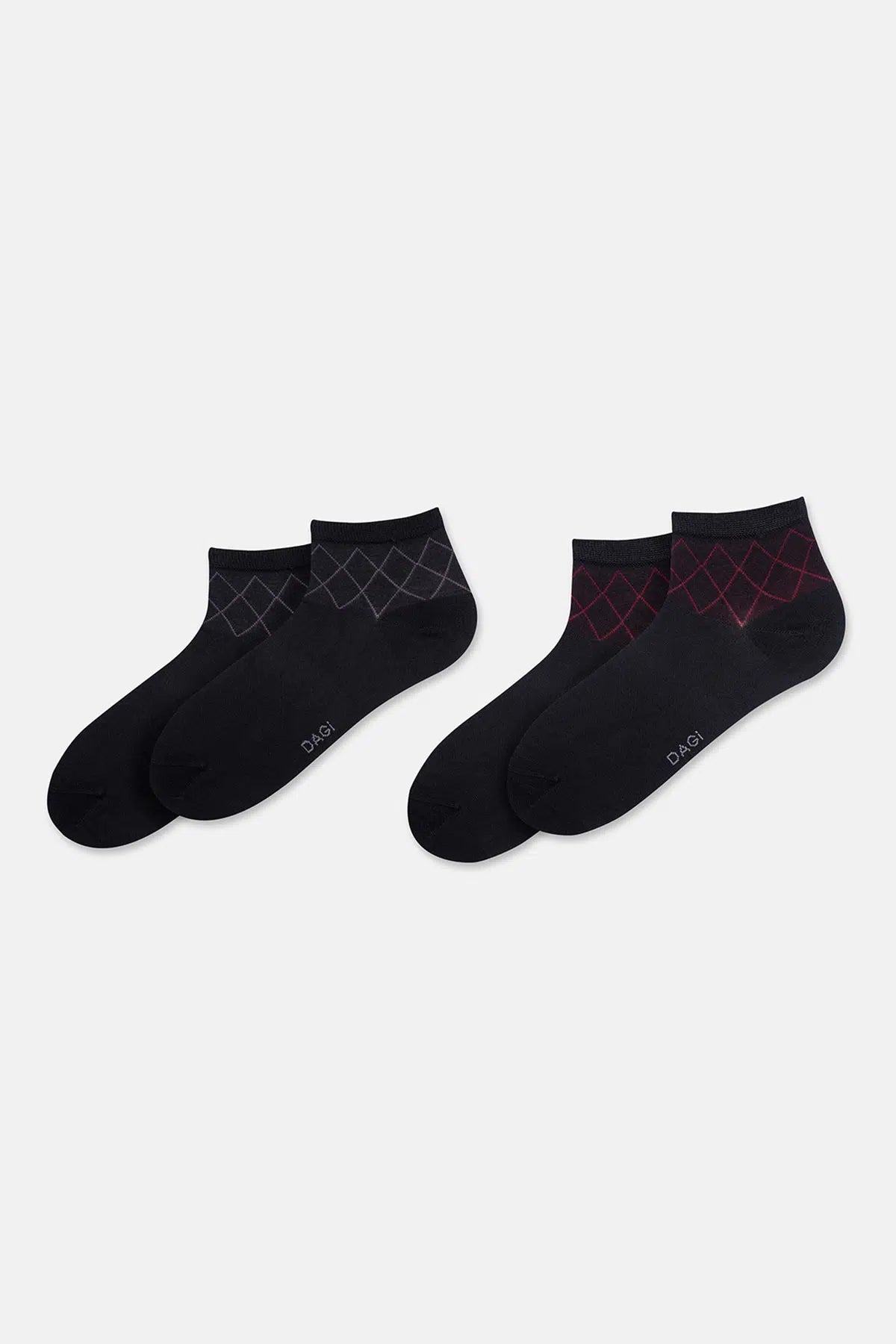 Siyah Erkek 2'li Bambu Baklava Desen Quarter Çorap