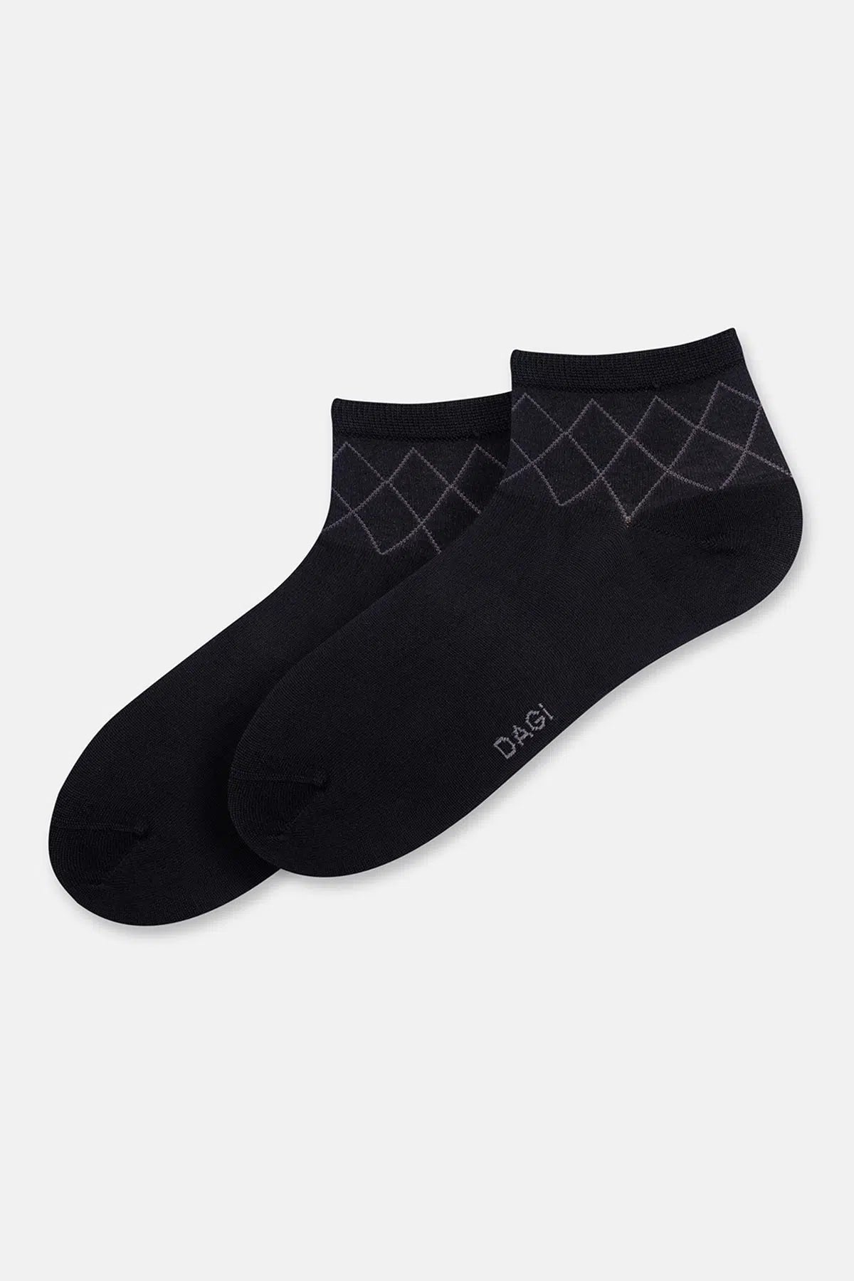 Siyah Erkek 2'li Bambu Baklava Desen Quarter Çorap