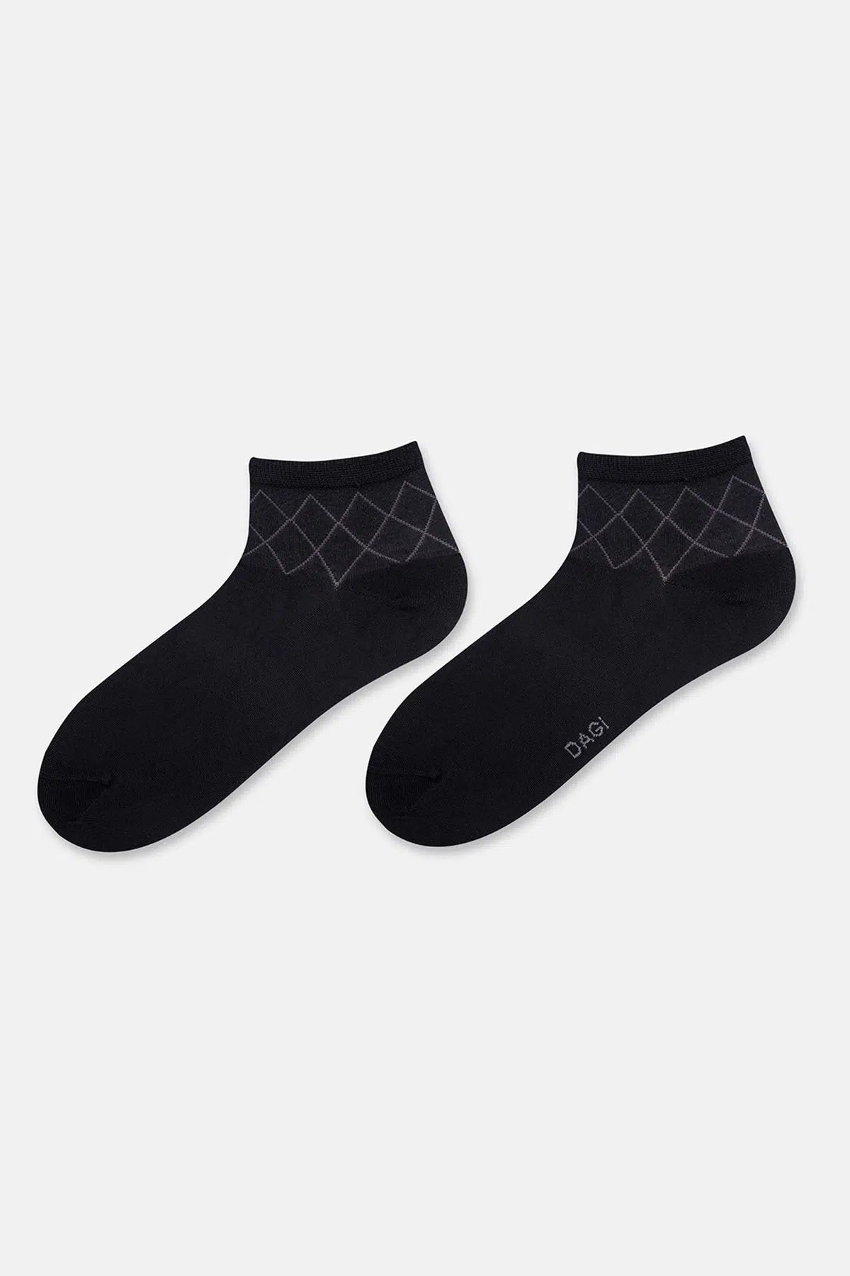 Siyah Erkek 2'li Bambu Baklava Desen Quarter Çorap