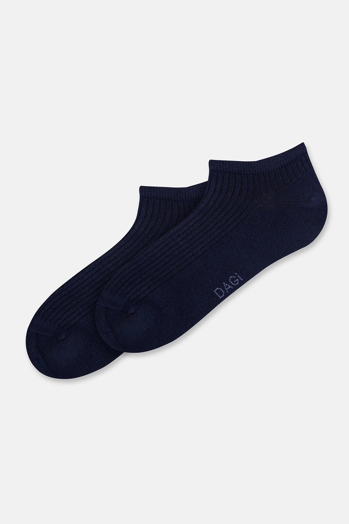 Beyaz-Lacivert Erkek 2'li Çizgili Patik Çorap