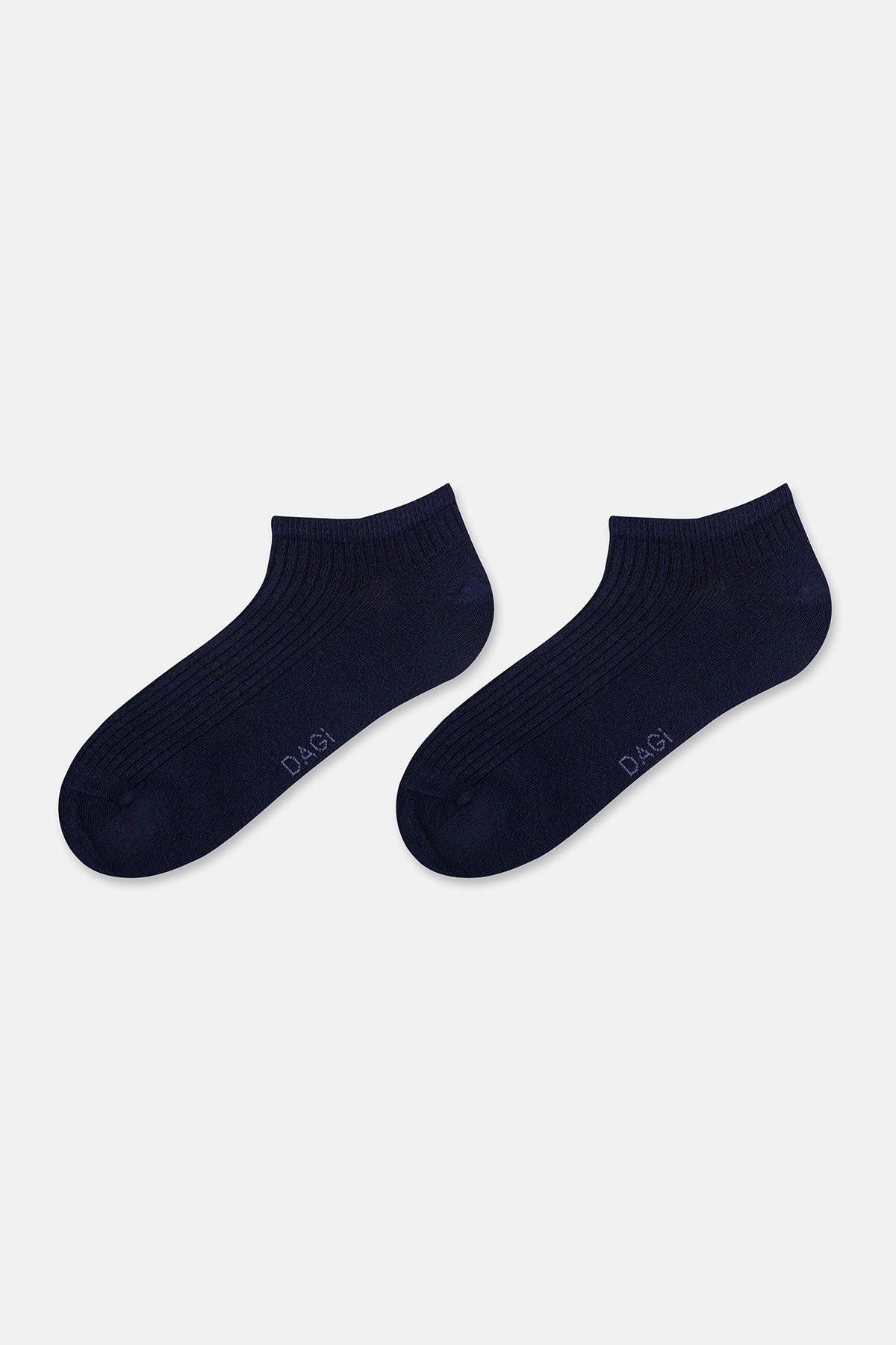 Beyaz-Lacivert Erkek 2'li Çizgili Patik Çorap