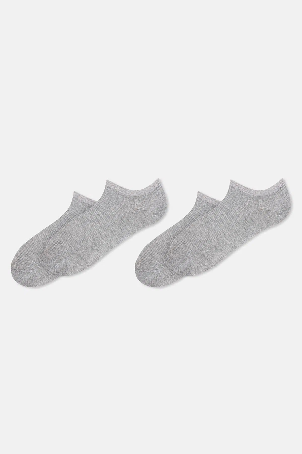 Gri Erkek 2'li Bambu Patik Çorap
