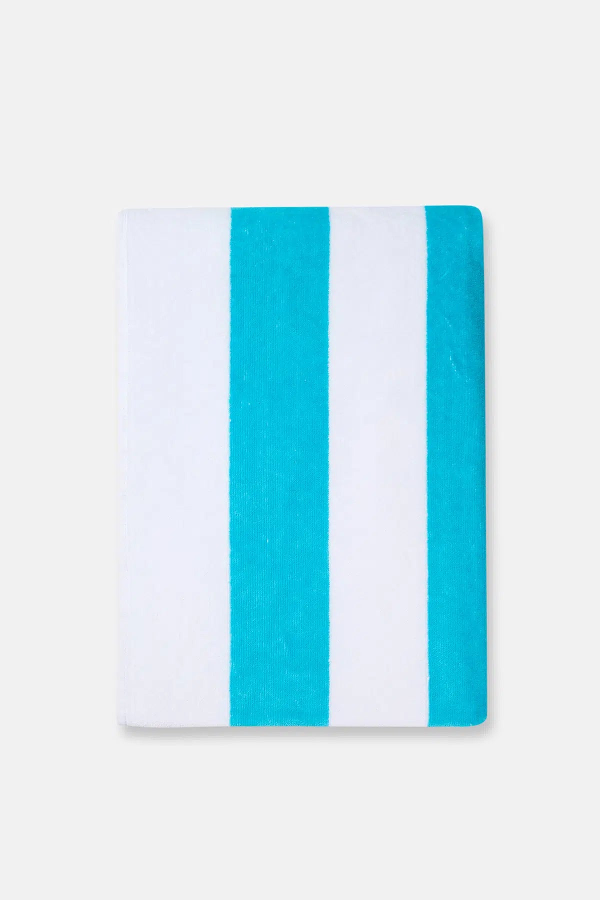 Turkuaz Boyuna Çizgi Desenli Kadife Havlu 80X150