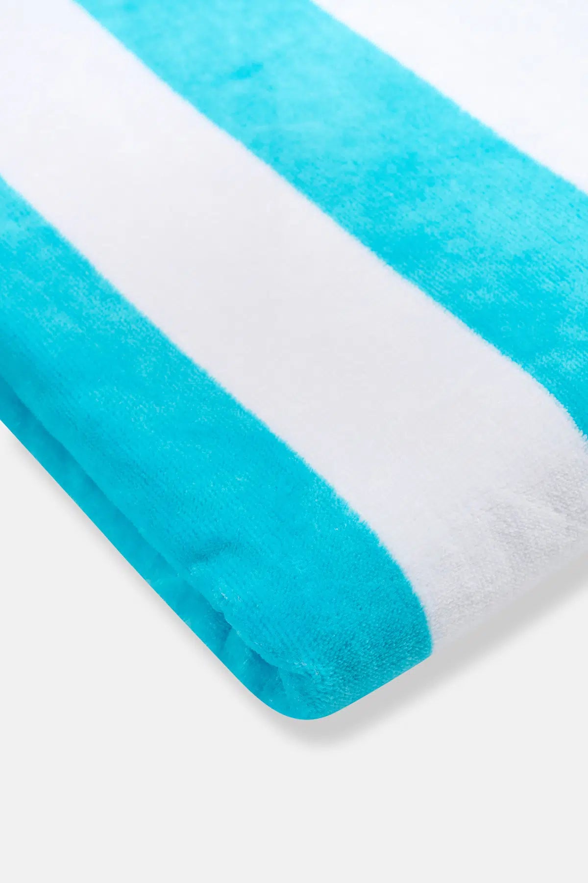 Turkuaz Boyuna Çizgi Desenli Kadife Havlu 80X150