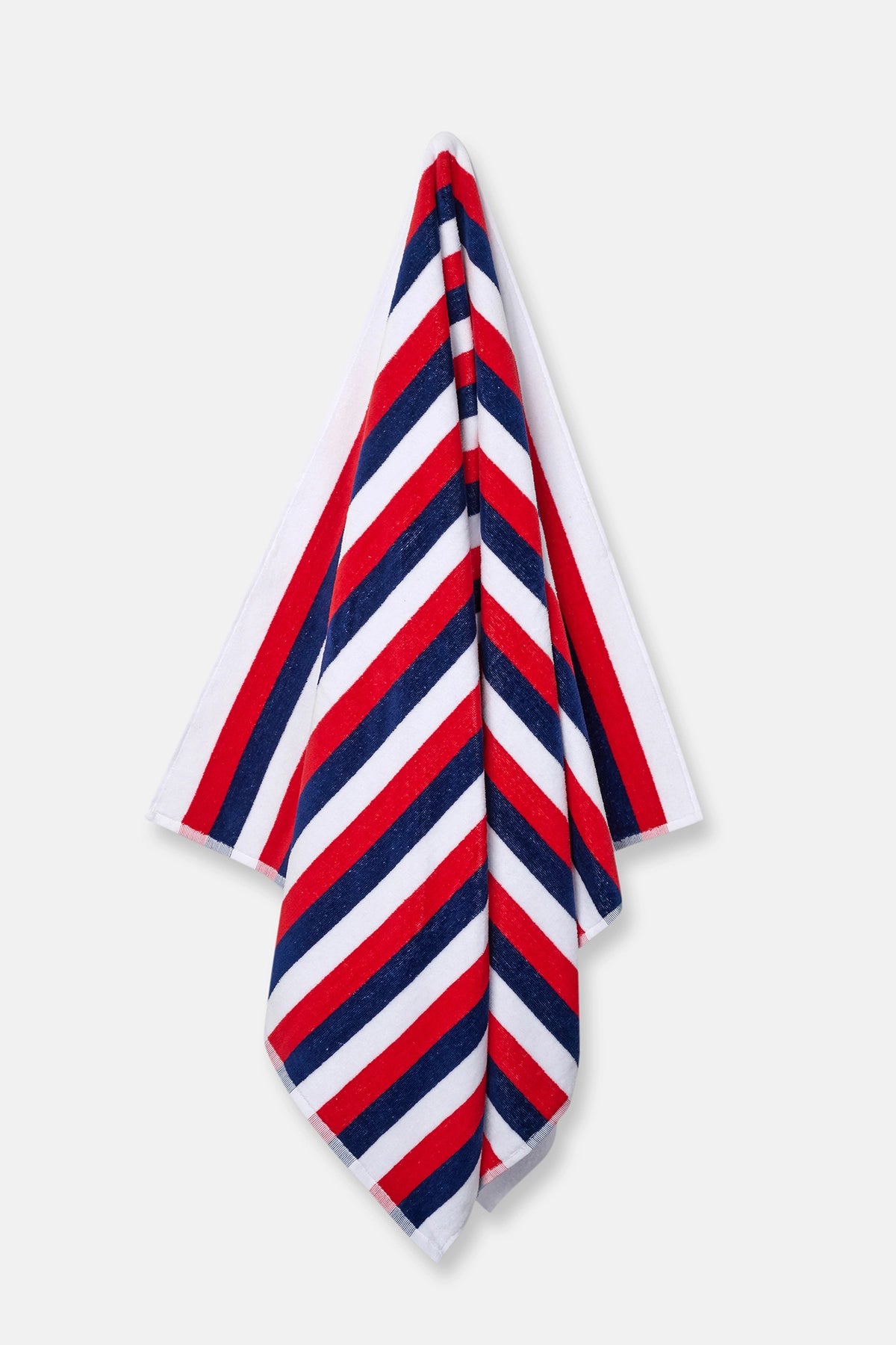 Multicolor Boyuna Çizgi Desenli Kadife Havlu 80X150