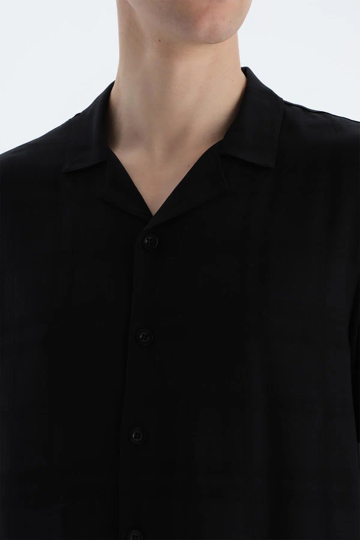 Siyah Çizgili Kısa Kollu Dokuma Groom Gömlek